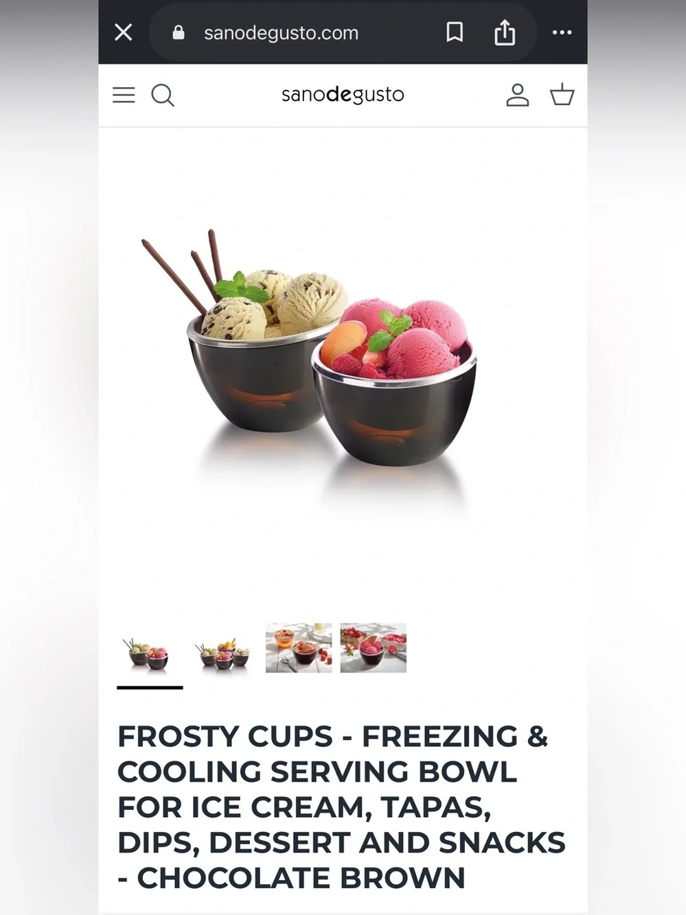 Sanodegusto set of 4 Cherry Red Frosty Cups Cooling serving bowl